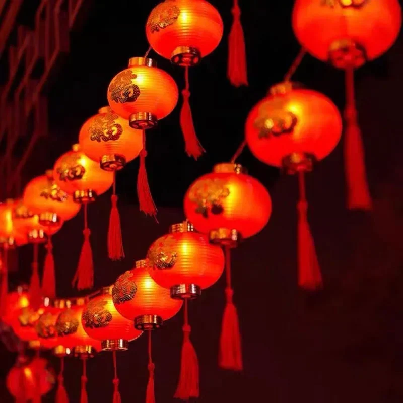 Japanese Lantern Paper - 新年 LED ランタン照明ストリング装飾漢字プラスチックボールライトストリング春祭りホームパーティーの装飾