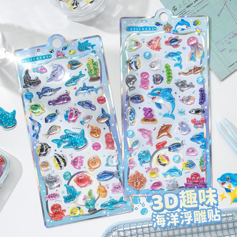 和風漫画海洋生物 3D レリーフクリスタルステッカーかわいい - Japanese Lifestyle Movie のレビューと価格