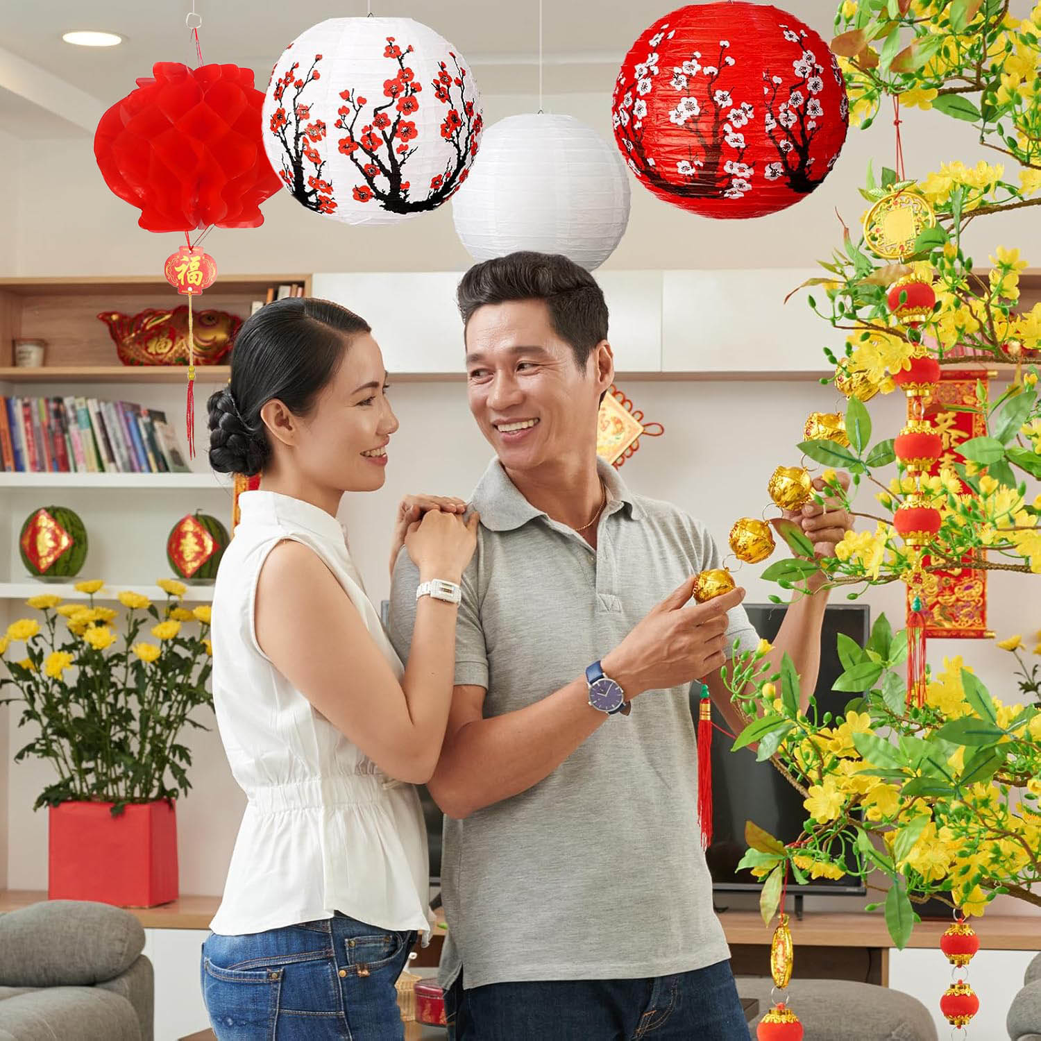 中国の日本の吊り提灯 桜付き - ラウンド 結婚式、誕生日、 - Japanese Lantern Paper のレビューと価格